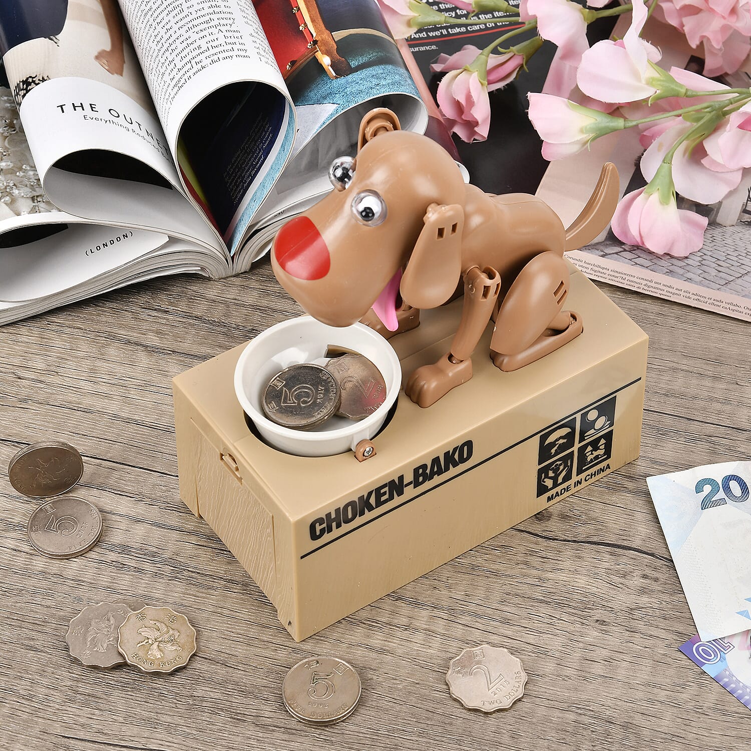 Choken Bako Dog Piggy Bank- Coffee & Black