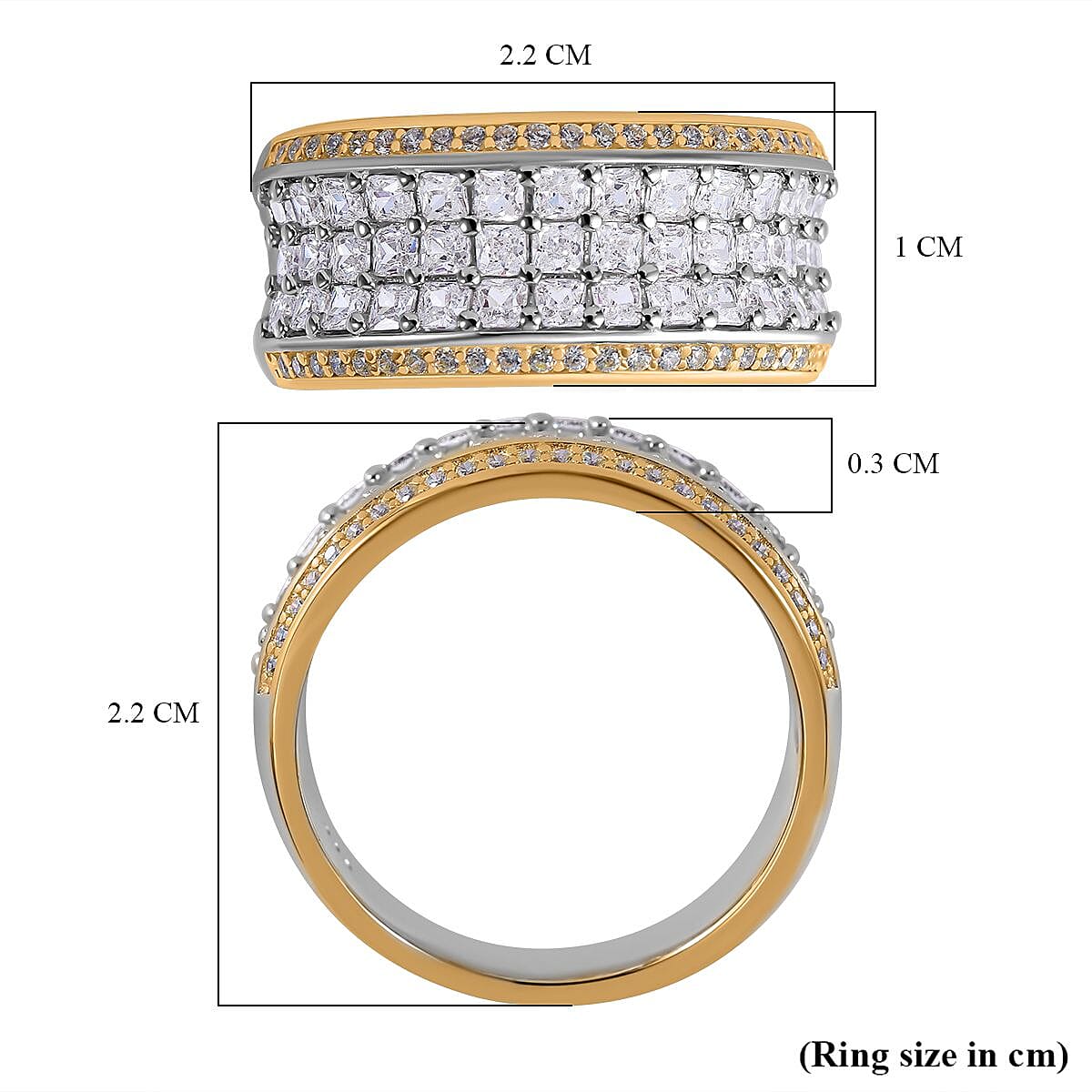 Yellow & White Cubic Zirconia Ring in Rhodium Overlay Sterling Silver Yellow & White Cubic Zirconia Ring in Rhodium Overlay Sterling Silver