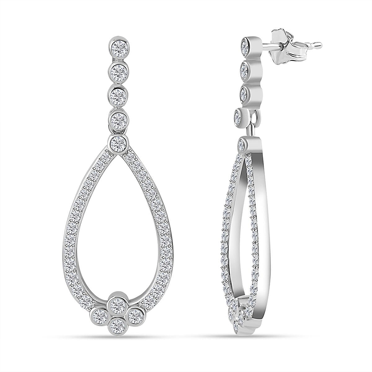 Tuscany Silver Orecchini A Perno Con Stella In Cubic Zirconia - Argento Sterling 925 Riciclato, Placcato Rodio, Ipoallergenici - 2