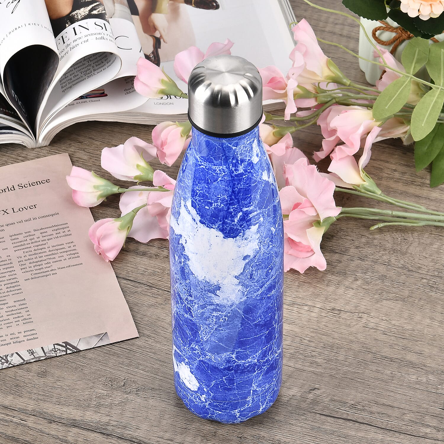 Stainless Steel Drinking Water Bottle for School, Sports, Running, Gym 500ml - Blue