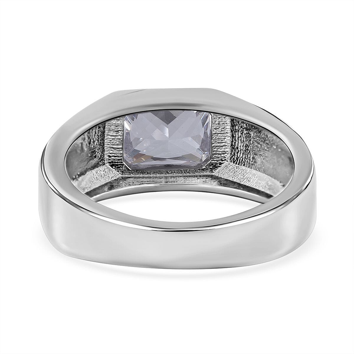 NY Closeout - Cubic Zirconia Solitaire Ring in Rhodium Overlay Sterling Silver, Silver Wt. 5.30 Gms