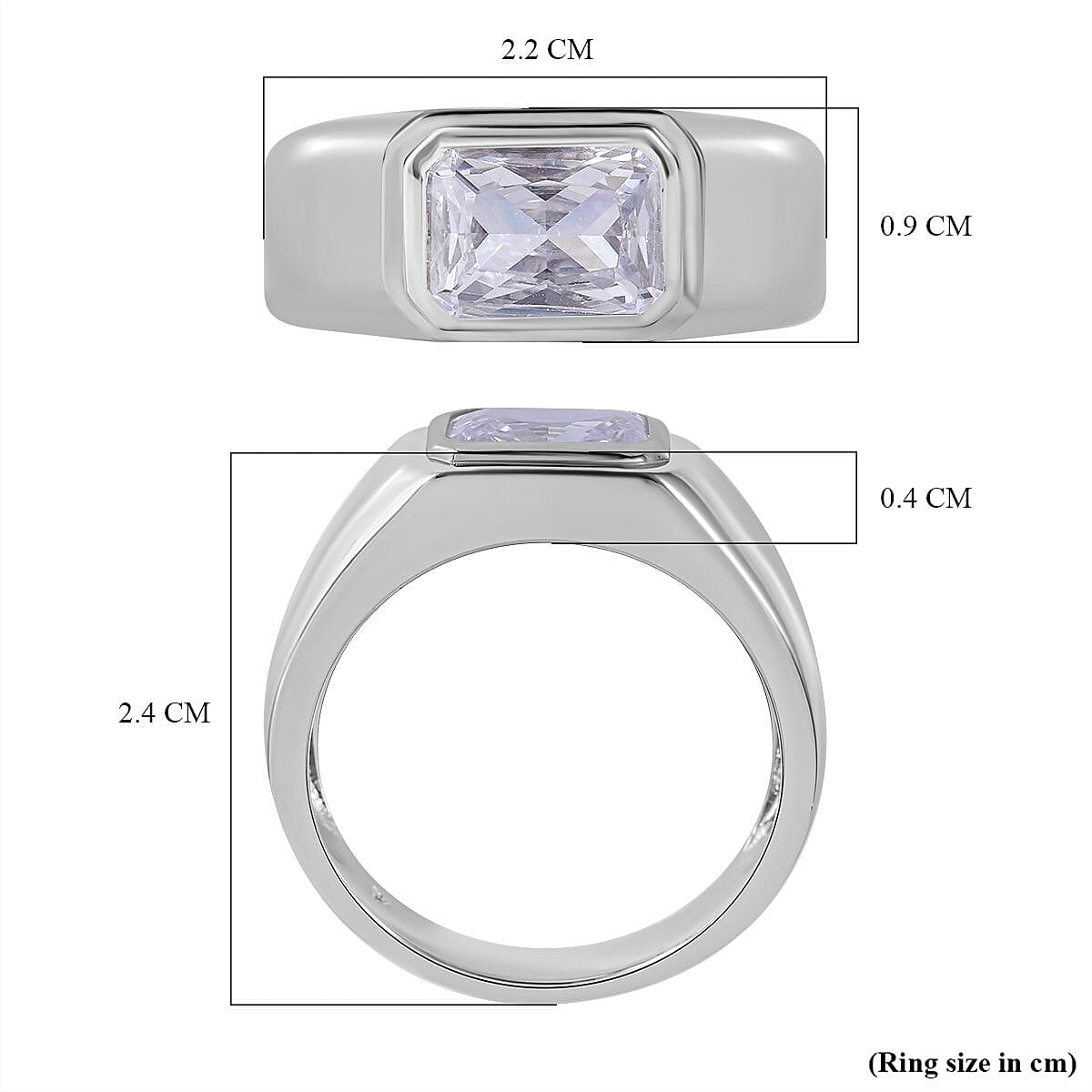 NY Closeout - Cubic Zirconia Solitaire Ring in Rhodium Overlay Sterling Silver, Silver Wt. 5.30 Gms