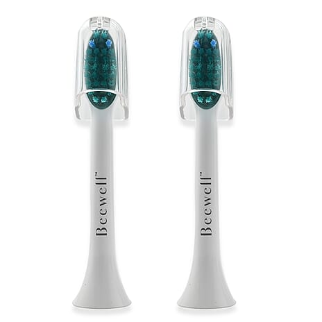 Beewell LED Light Therapy (1 Blue, 1 Red) Toothbrush Replacement Heads (2 Pack) - White