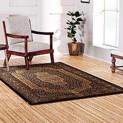 Pile Woven 950 GSM Traditional Carpet - Yellow