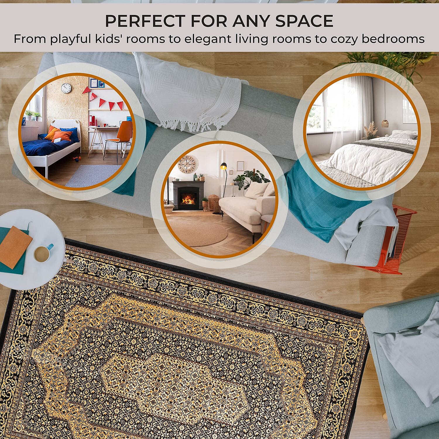 Polyester Traditional Rug and Door Mat - Yellow