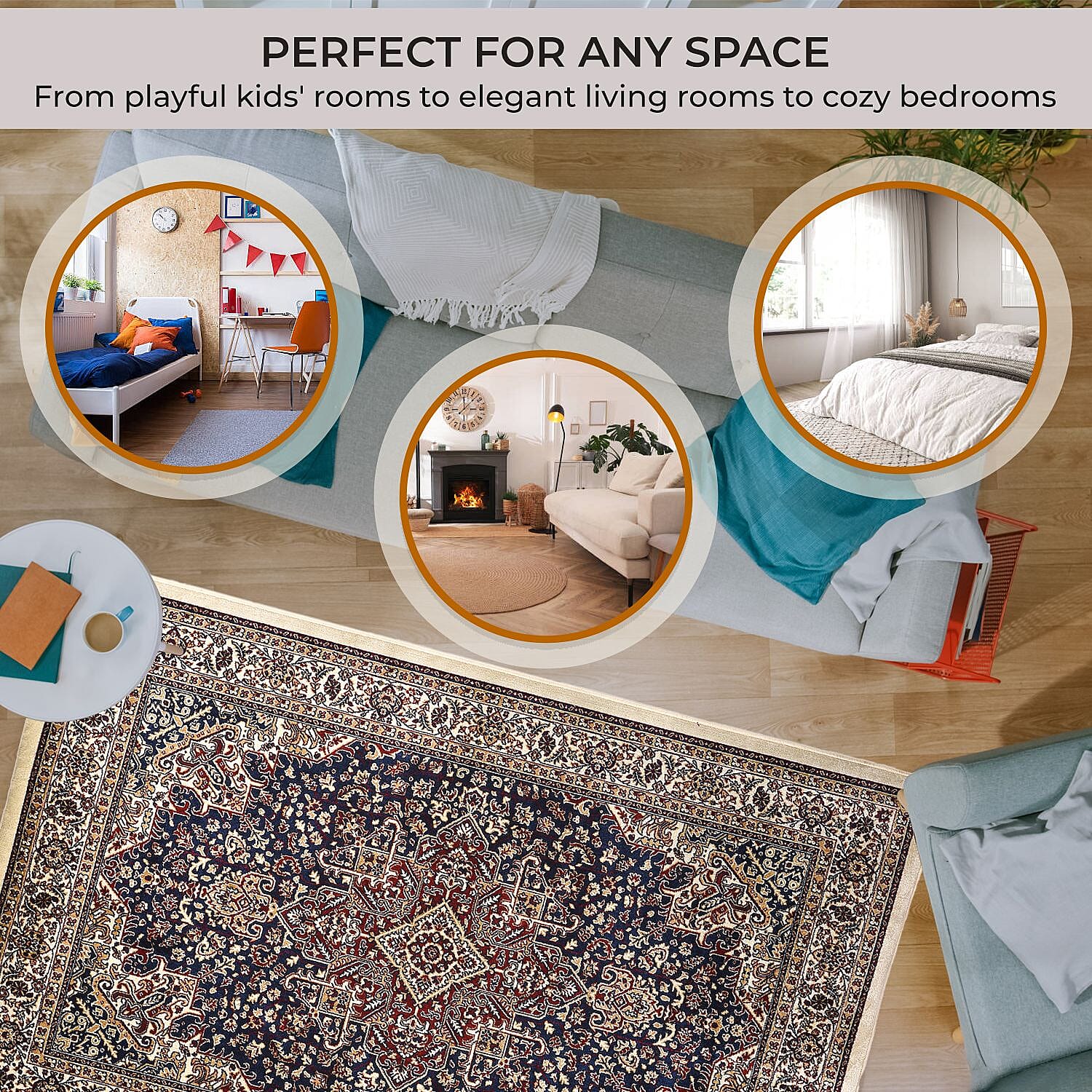 Polyester Traditional Rug and Door Mat (Size 120x1 cm) - Maroon & Yellow