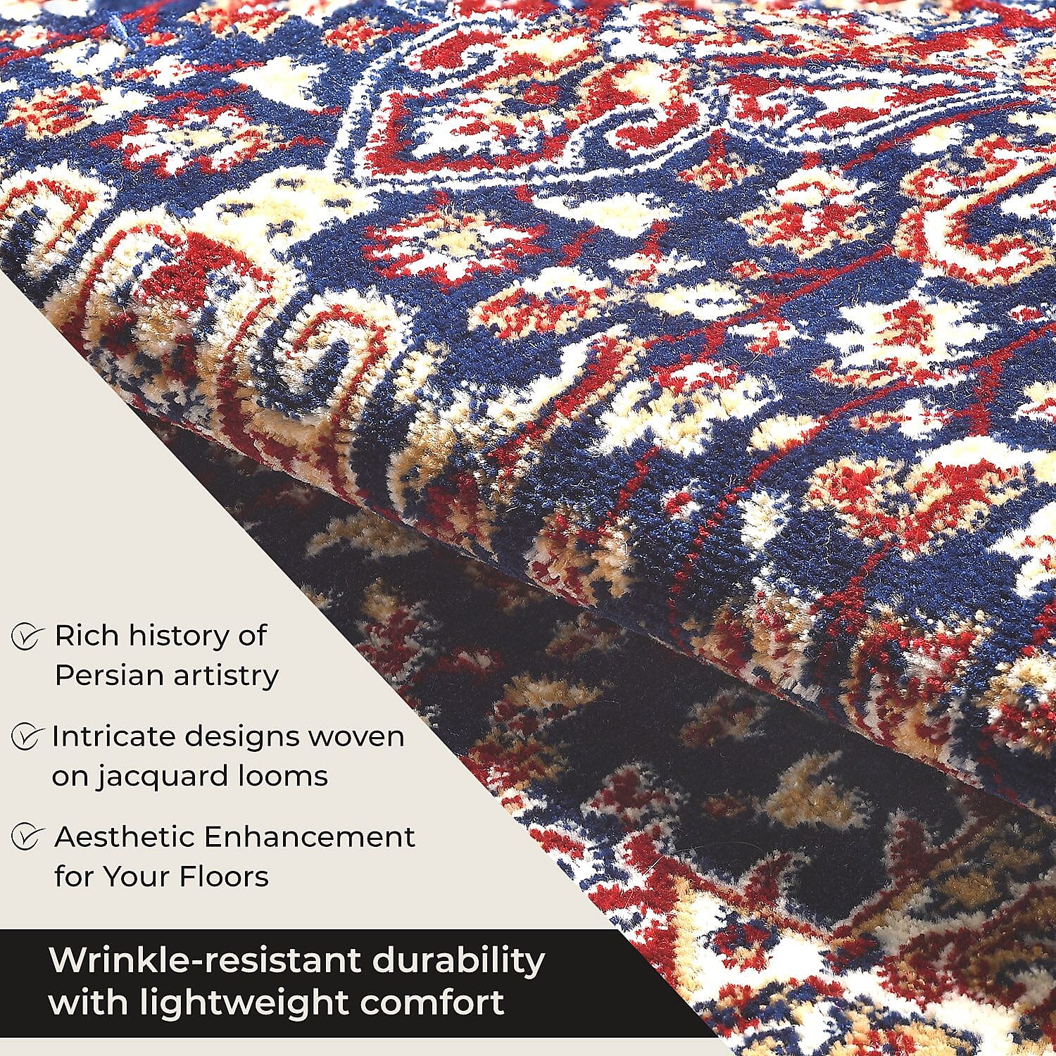 Polyester Traditional Rug and Door Mat (Size 120x1 cm) - Maroon & Yellow