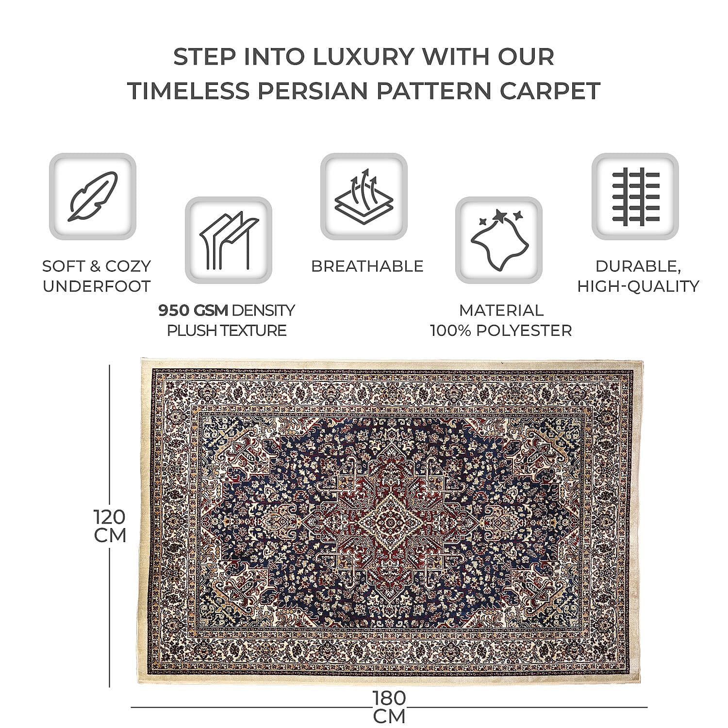 Polyester Traditional Rug and Door Mat (Size 120x1 cm) - Maroon & Yellow