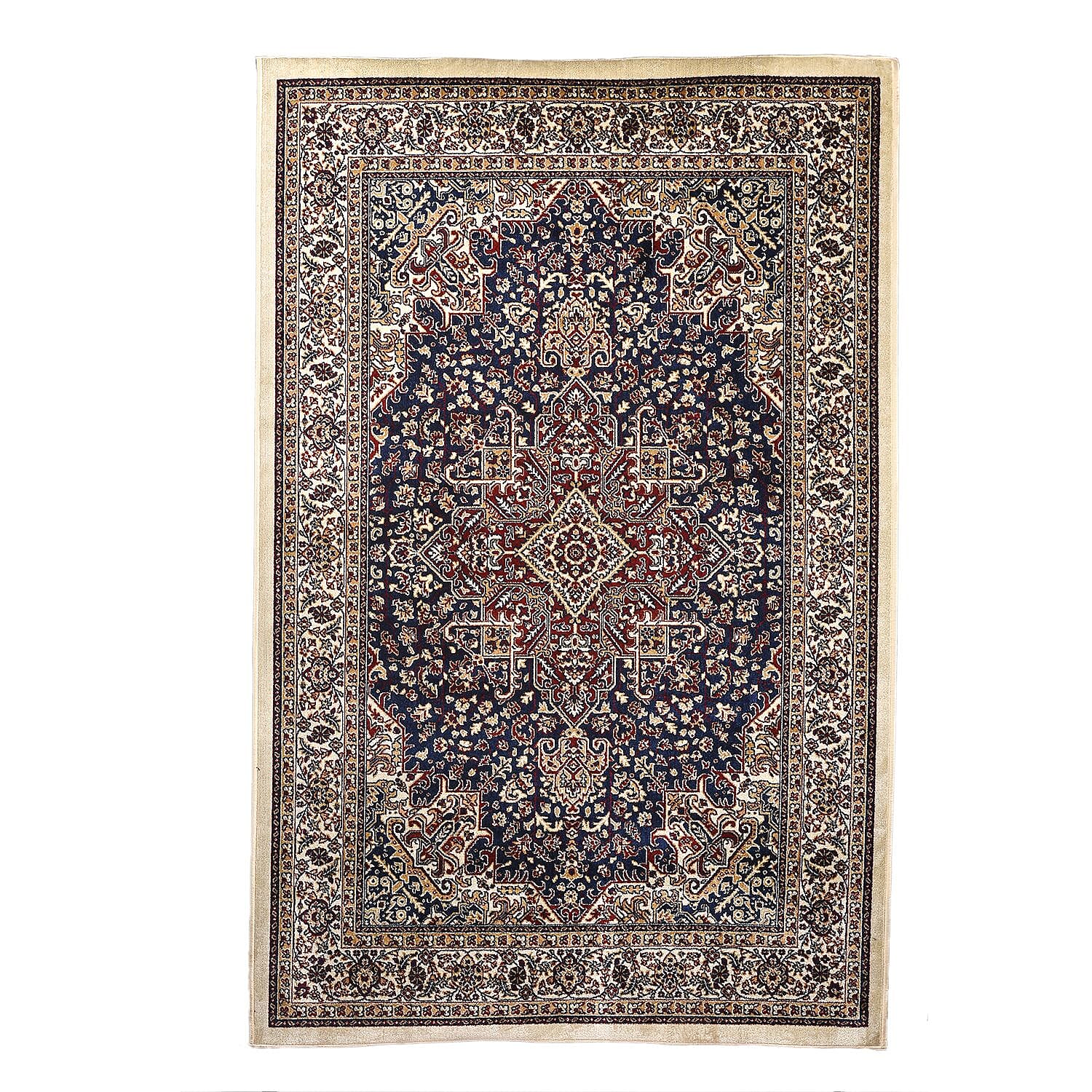 Polyester Traditional Rug and Door Mat (Size 120x1 cm) - Maroon & Yellow