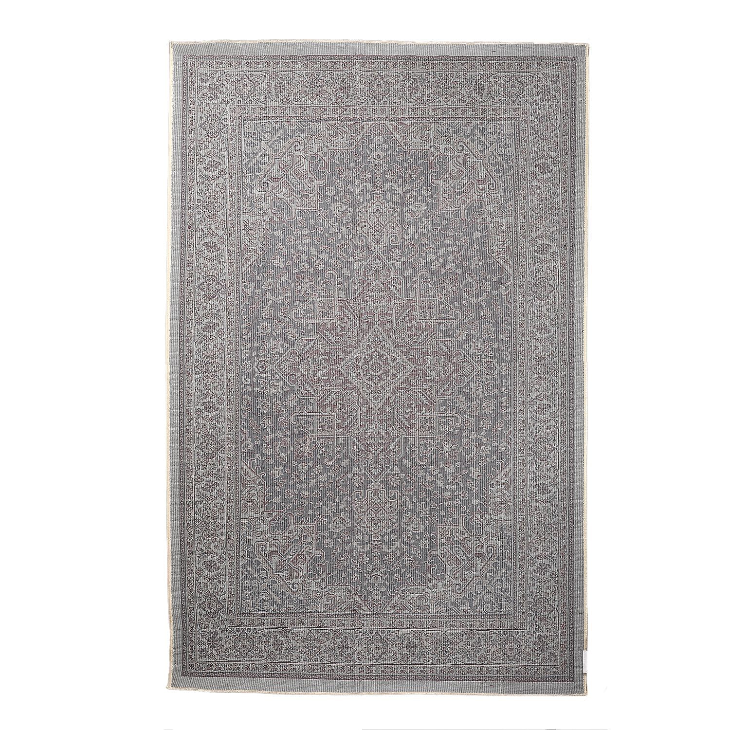 Polyester Traditional Rug and Door Mat (Size 120x1 cm) - Maroon & Yellow