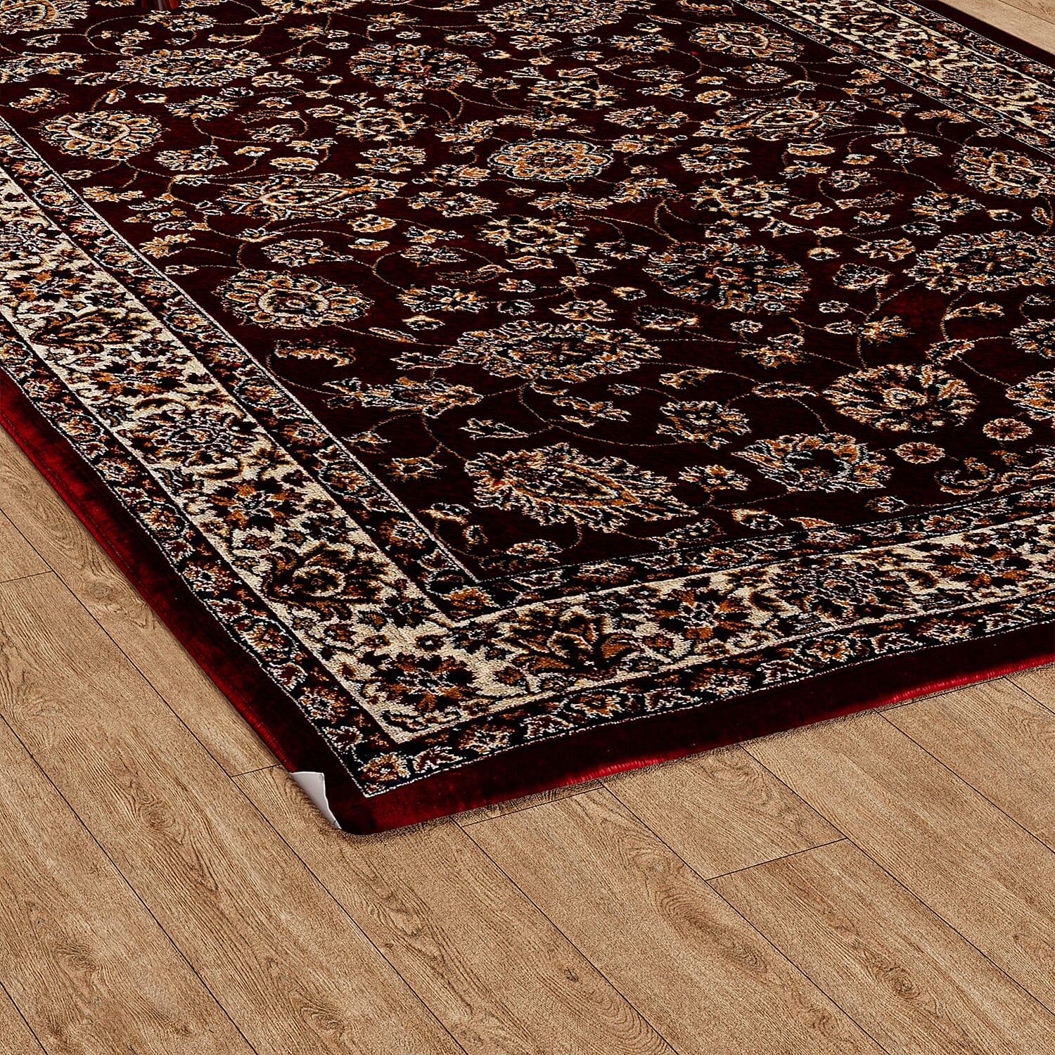 Polyester Traditional Rug and Door Mat (Size 120x1 cm) - Red & Yellow