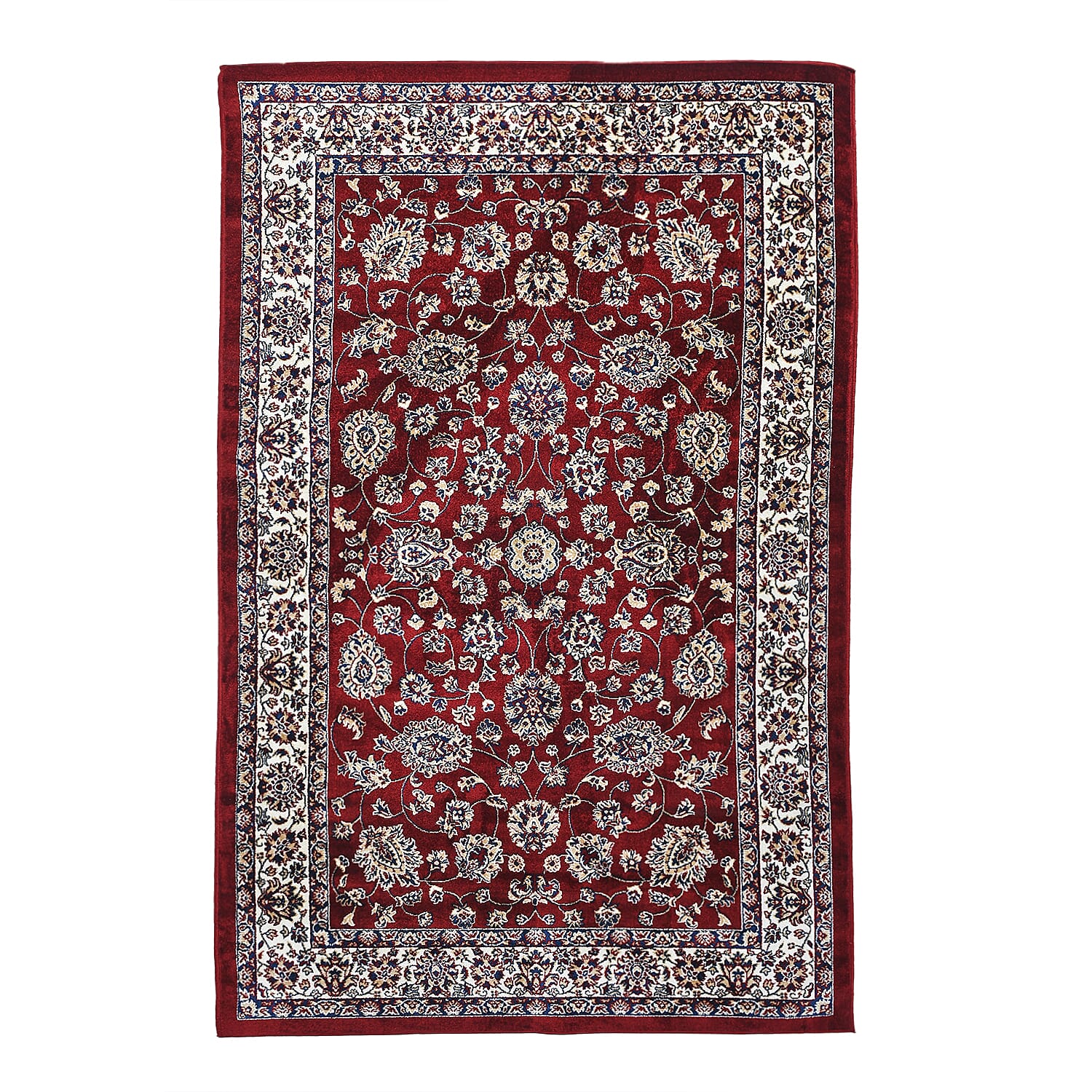 Polyester Traditional Rug and Door Mat (Size 120x1 cm) - Red & Yellow