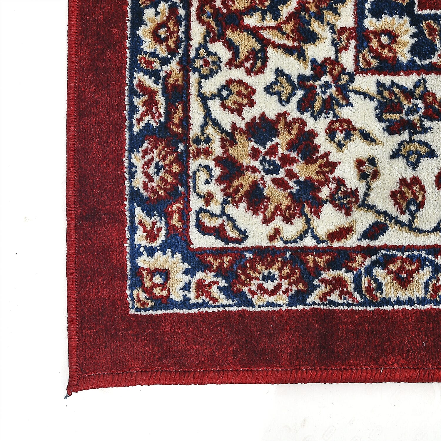 Polyester Traditional Rug and Door Mat (Size 120x1 cm) - Red & Yellow