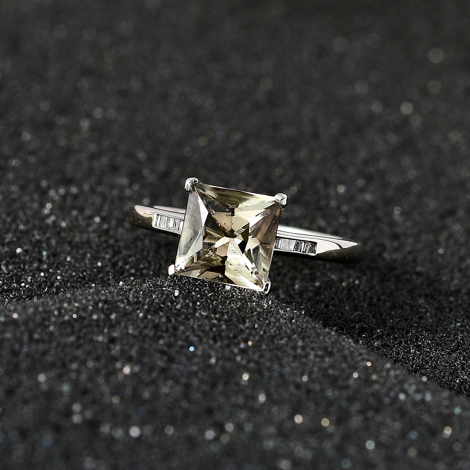 Rhapsody 950 Platinum AAAA Turkizite (Princess Cut - 2.45 Ct) White Diamond (EF-VS) Ring 2.52 Ct