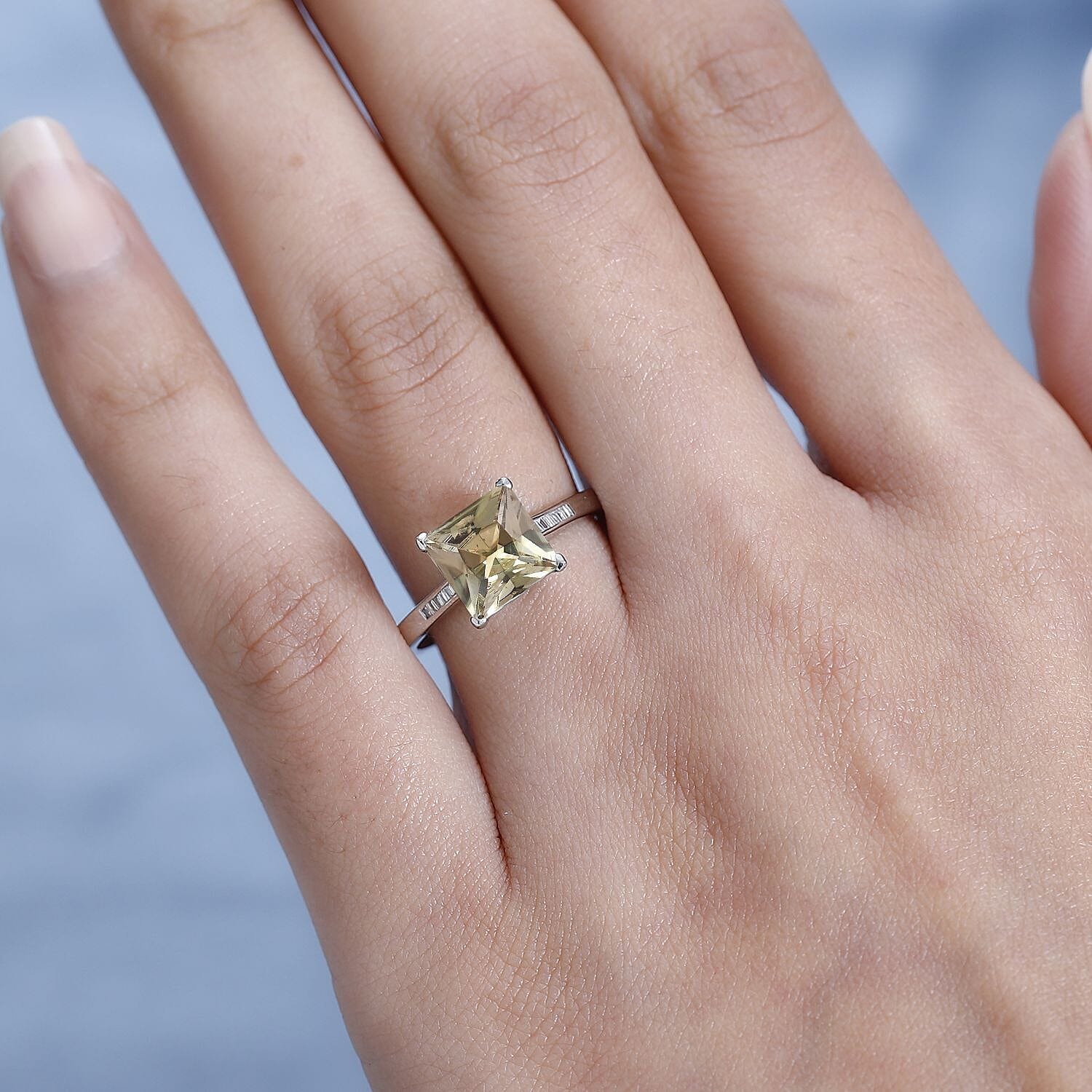 Rhapsody 950 Platinum AAAA Turkizite (Princess Cut - 2.45 Ct) White Diamond (EF-VS) Ring 2.52 Ct