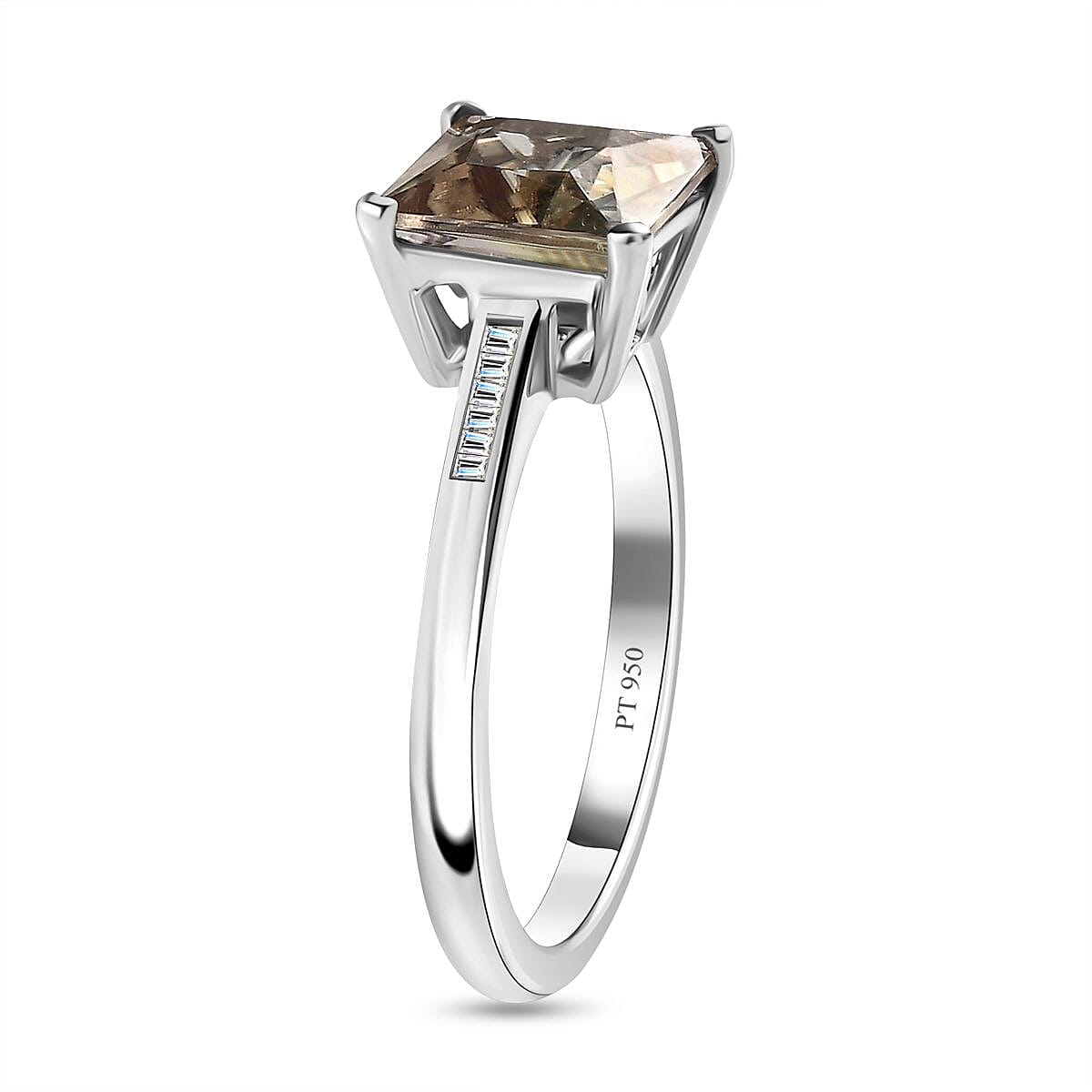 Rhapsody 950 Platinum AAAA Turkizite (Princess Cut - 2.45 Ct) White Diamond (EF-VS) Ring 2.52 Ct