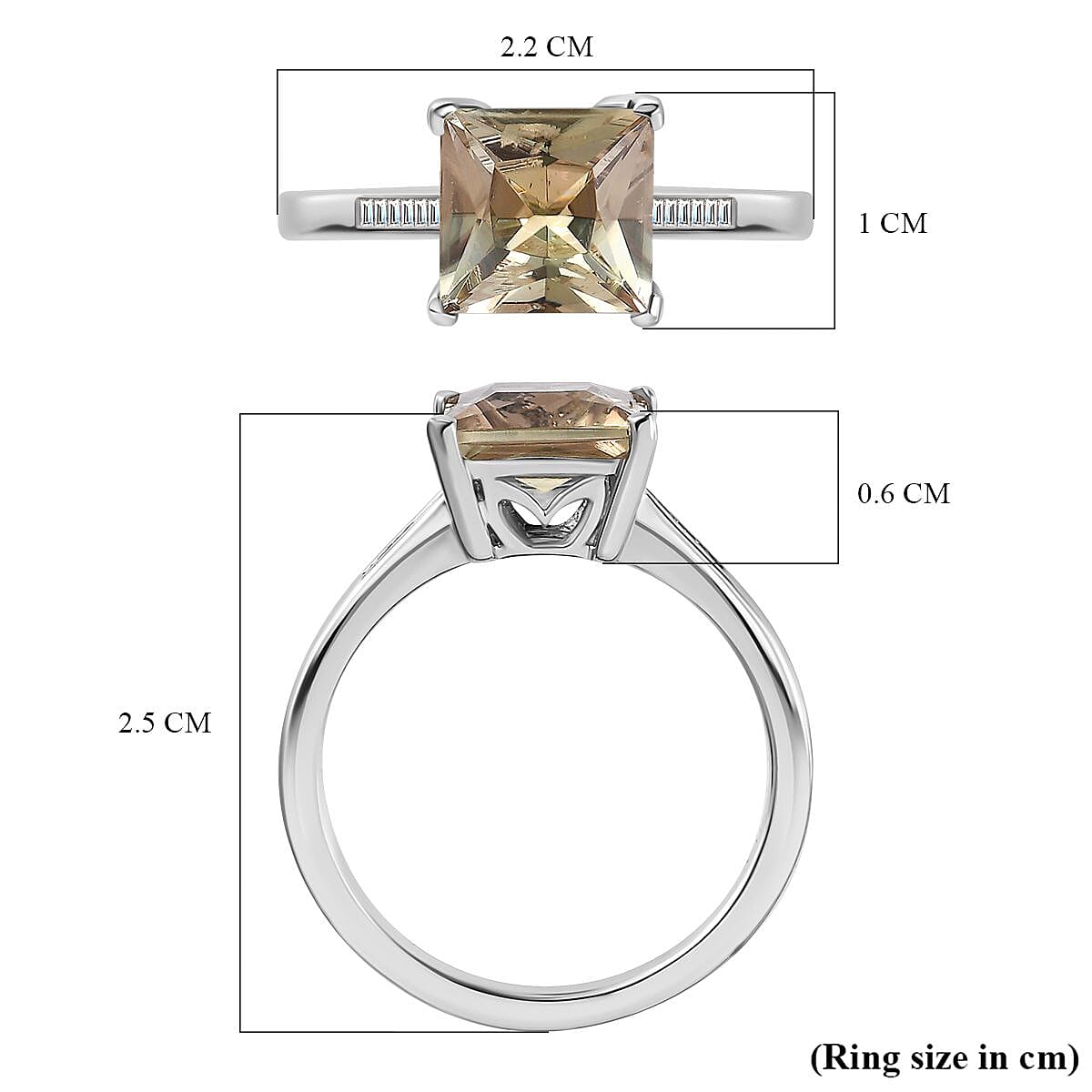 Rhapsody 950 Platinum AAAA Turkizite (Princess Cut - 2.45 Ct) White Diamond (EF-VS) Ring 2.52 Ct