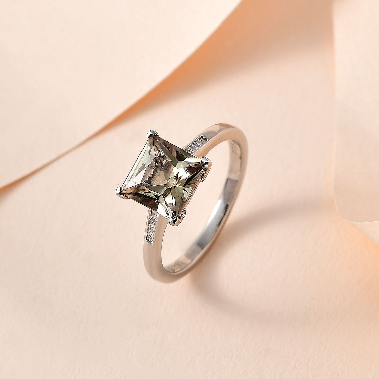 Rhapsody 950 Platinum AAAA Turkizite (Princess Cut - 2.45 Ct) White Diamond (EF-VS) Ring 2.52 Ct