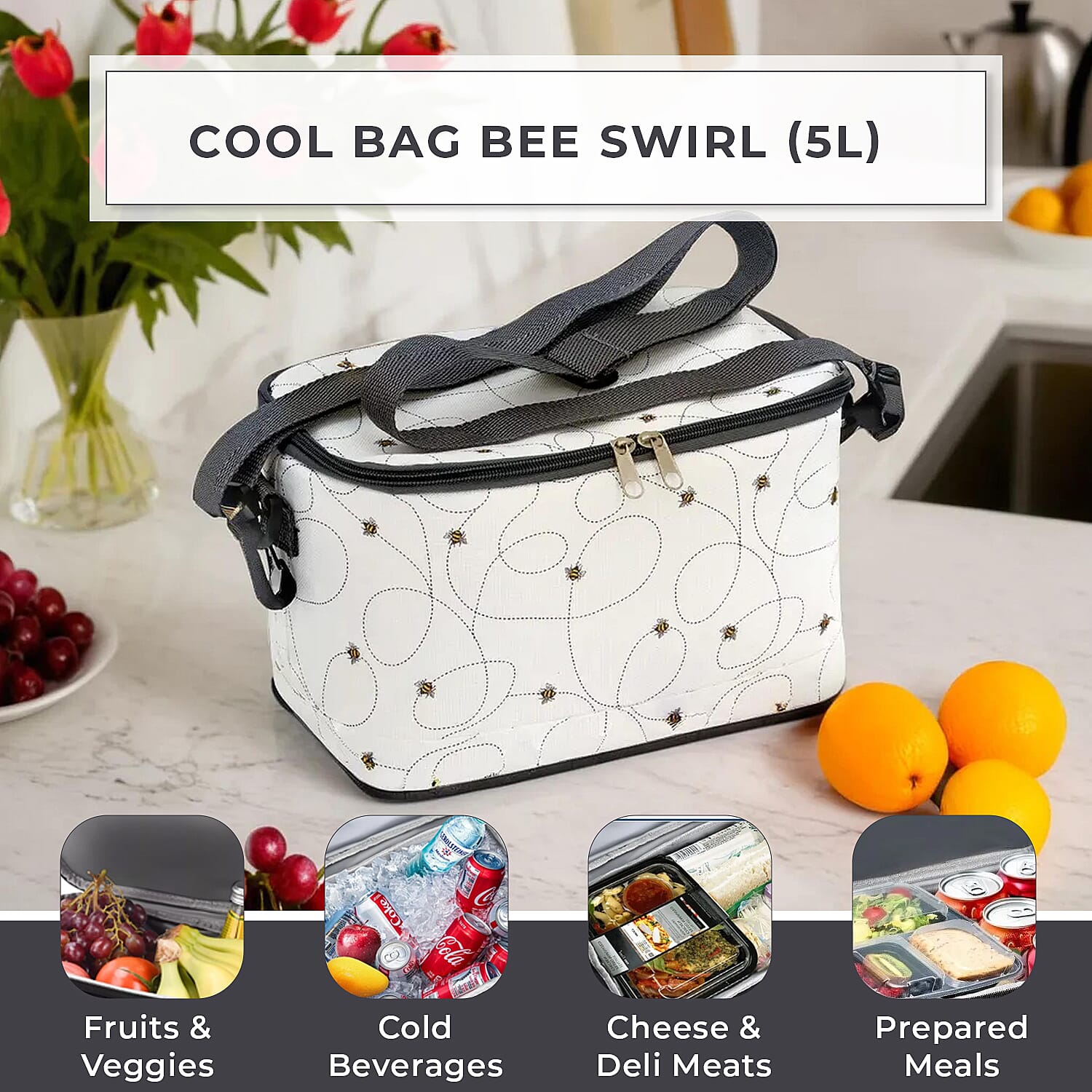 Cool Bag Bee Swirl (5L) - White