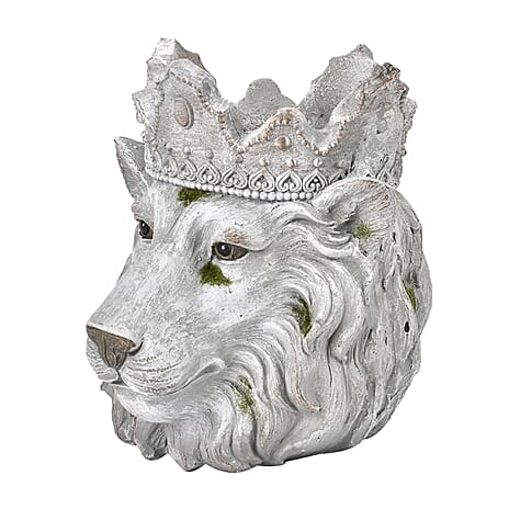 Lion Head Statue Pot - Grey