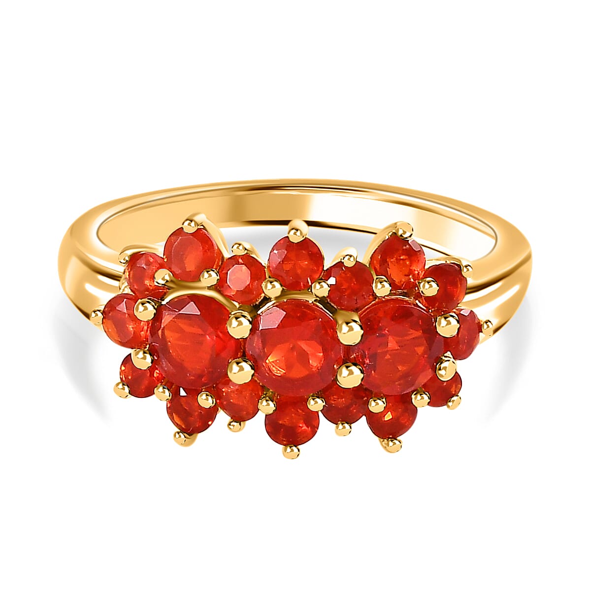 Salamanca Fire Opal Floral Ring in 18K Gold Vermeil Sterling Silver 1.10 Ct