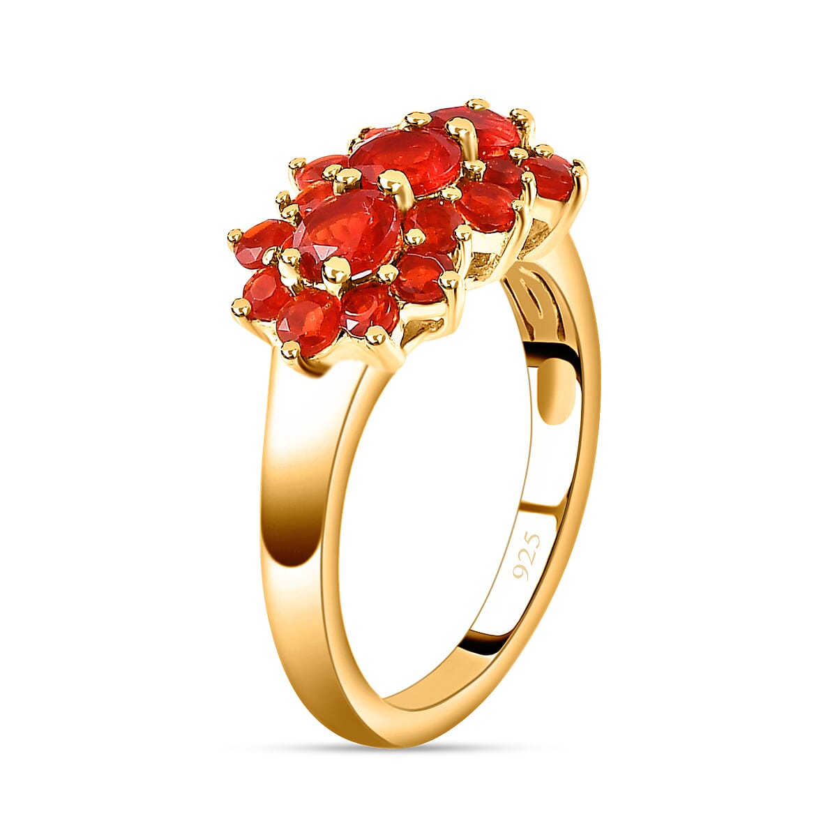 Salamanca Fire Opal Floral Ring in 18K Gold Vermeil Sterling Silver 1.10 Ct