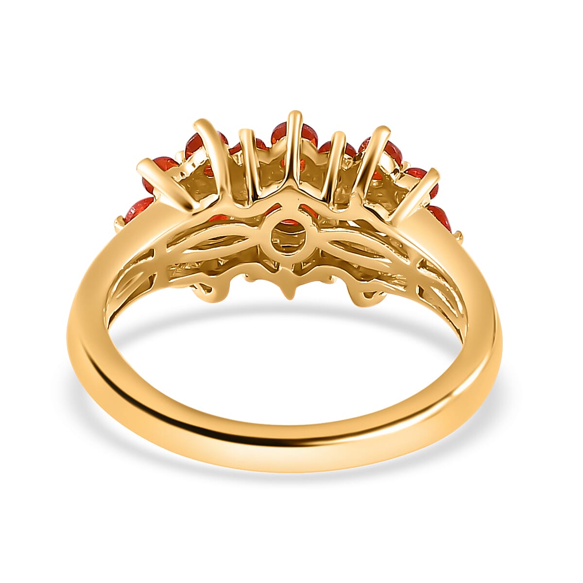 Salamanca Fire Opal Floral Ring in 18K Gold Vermeil Sterling Silver 1.10 Ct