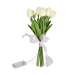 10 Pcs Realistic Tulip Bouquet with LED Light - Orange