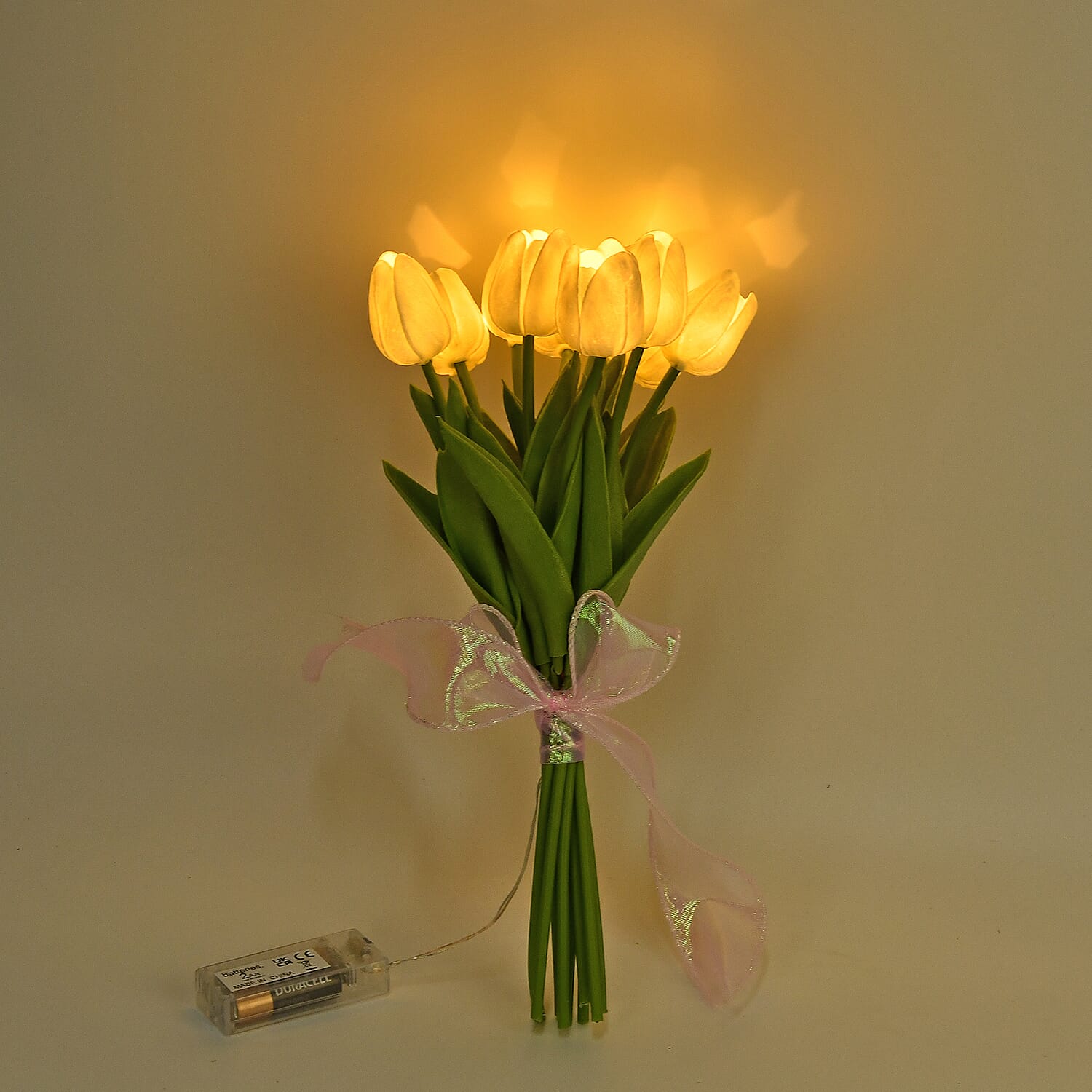 10 Pcs Realistic Tulip Bouquet with LED Light - Yellow