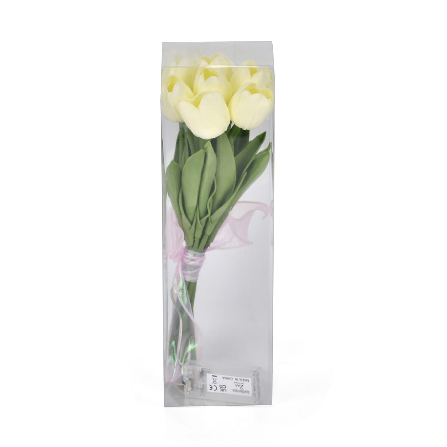 10 Pcs Realistic Tulip Bouquet with LED Light - Yellow