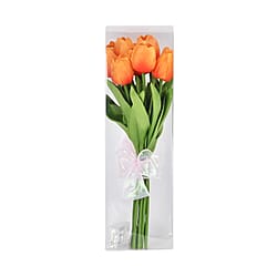 10 Pcs Realistic Tulip Bouquet with LED Light - Orange