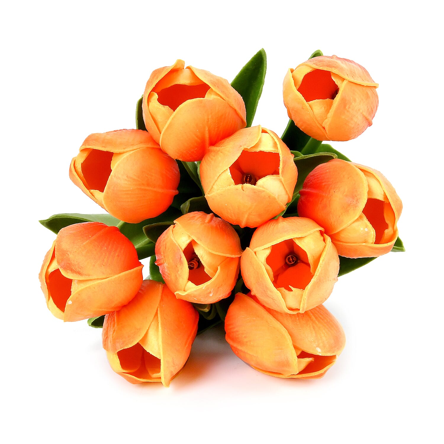 10 Pcs Realistic Tulip Bouquet with LED Light - Orange