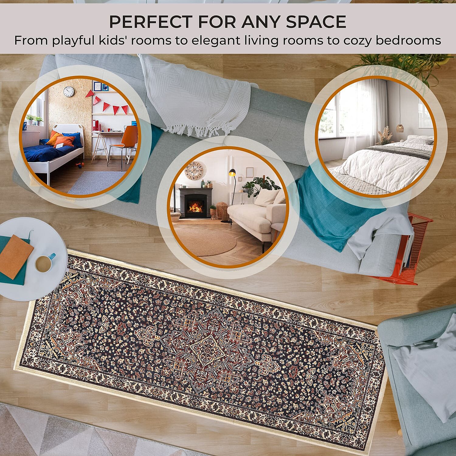 Pile Woven 950 GSM Traditional Carpet (Size 180x66 cm) - Maroon