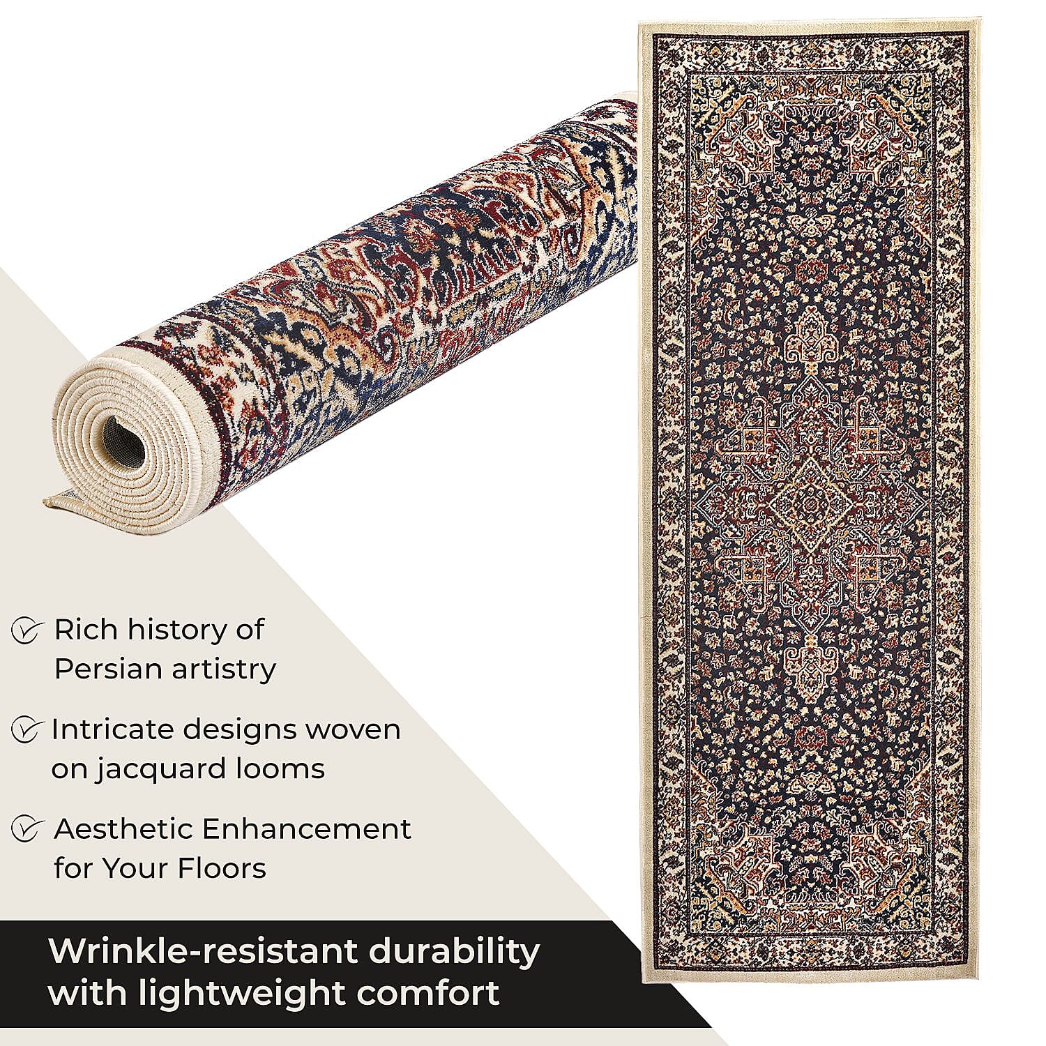 Pile Woven 950 GSM Traditional Carpet (Size 180x66 cm) - Maroon