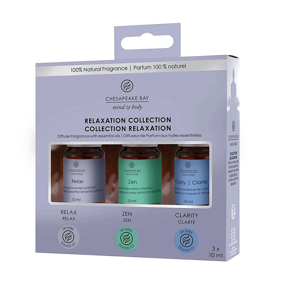 Chesapeake Bay Candle Oil 3 Pack (10ml each) Relaxation Collection Mind & Body
