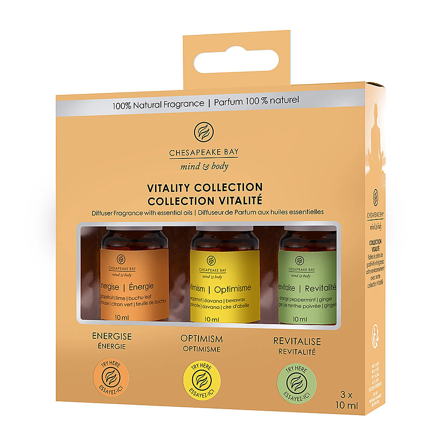 Chesapeake Bay Candle Oil 3 Pack (10ml each) Relaxation Collection Vitality Mind & Body