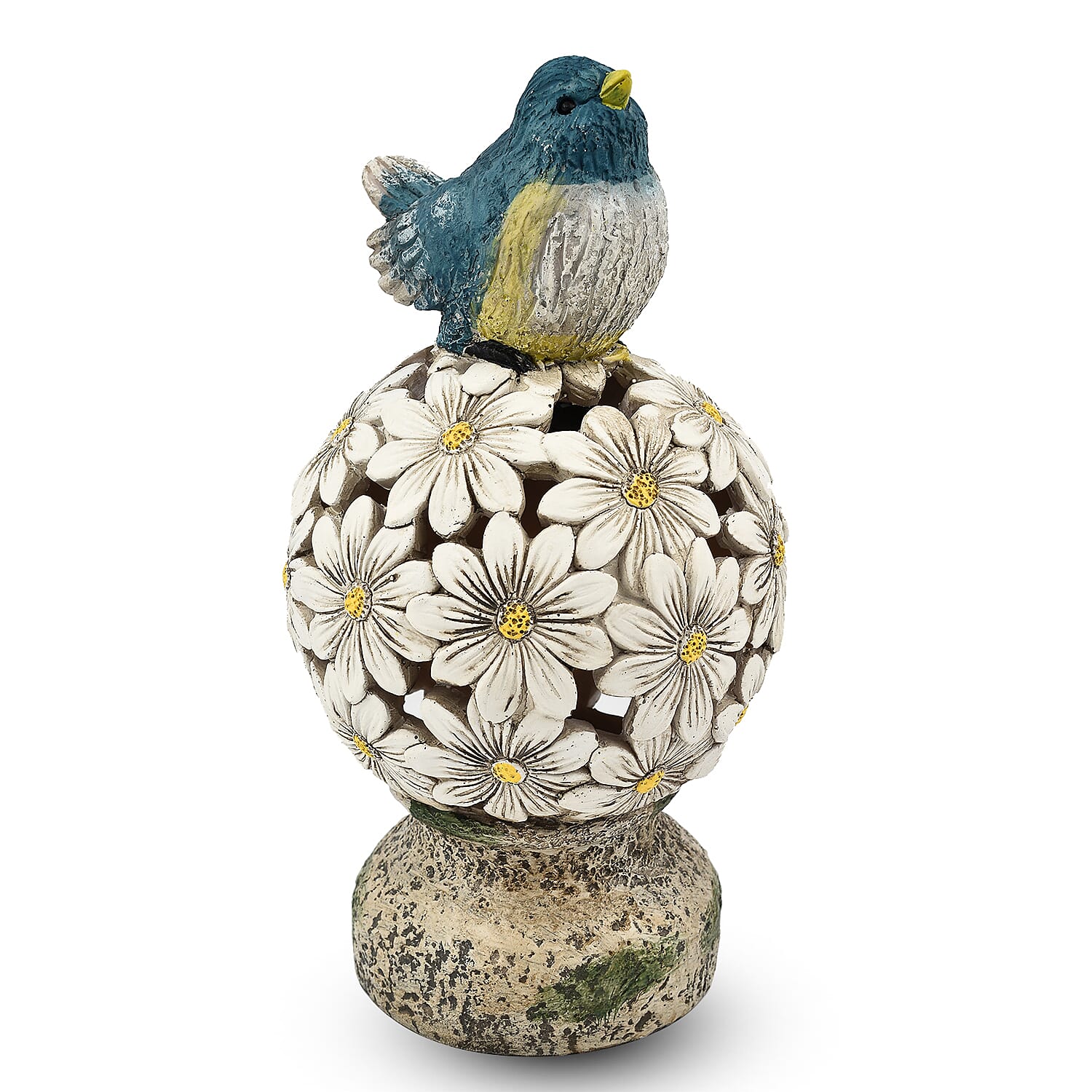 Bird Floral Ball with Solar Light - Blue & White