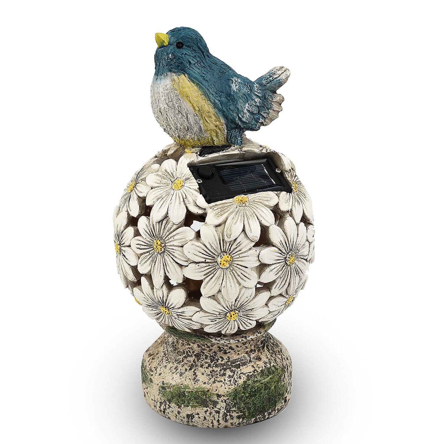 Bird Floral Ball with Solar Light - Blue & White