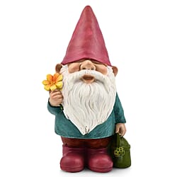 Pink Hat Flower Gnome Figurine