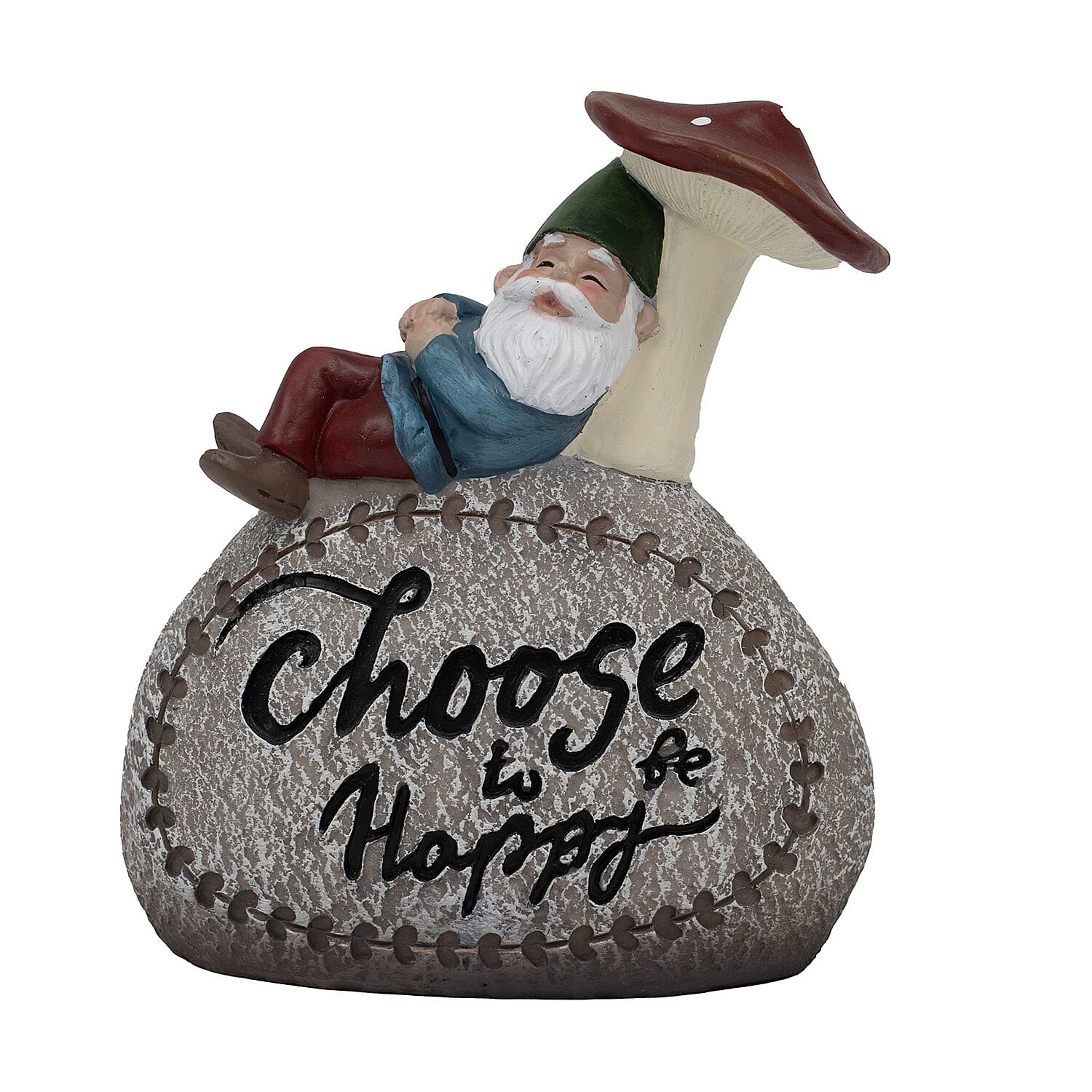 Gnome Garden Stone - Choose To Be Happy (Size 18x16x7.5 cm) - Red