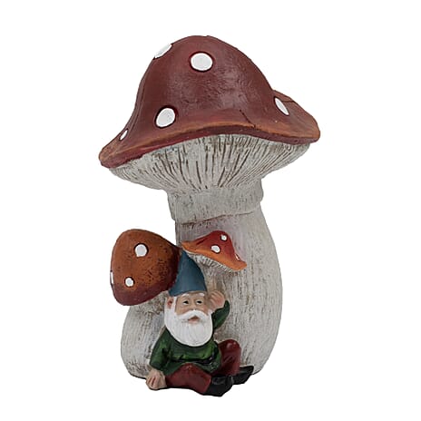 Gnome Under Mythical Mushroom Decoration - Red
