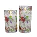 Set of 2 LED Floral Printed Glass Wax Candle - Multi