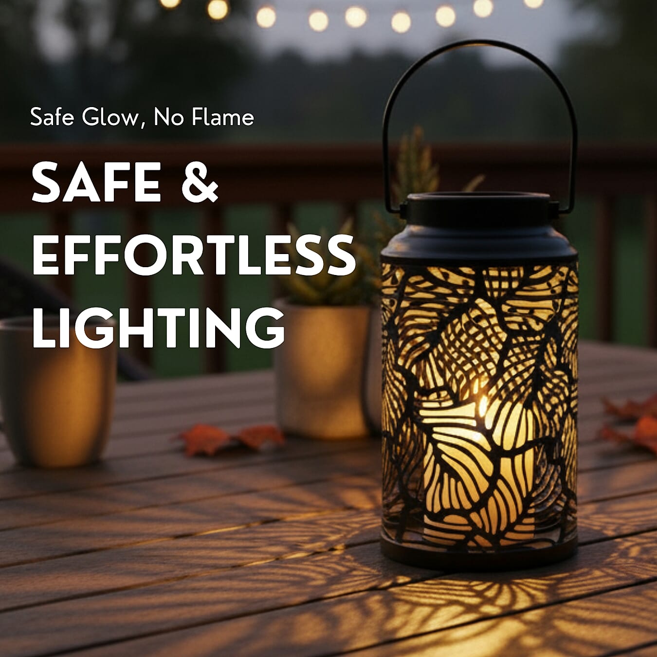 LED Lantern with a Sturdy Ring For Hanging - Black