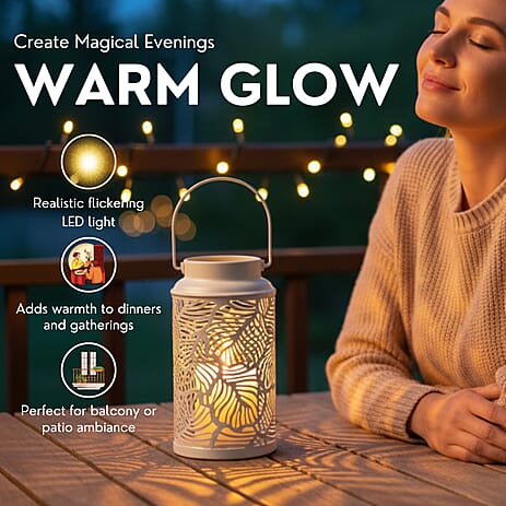 LED Lantern with a Sturdy Ring For Hanging - White