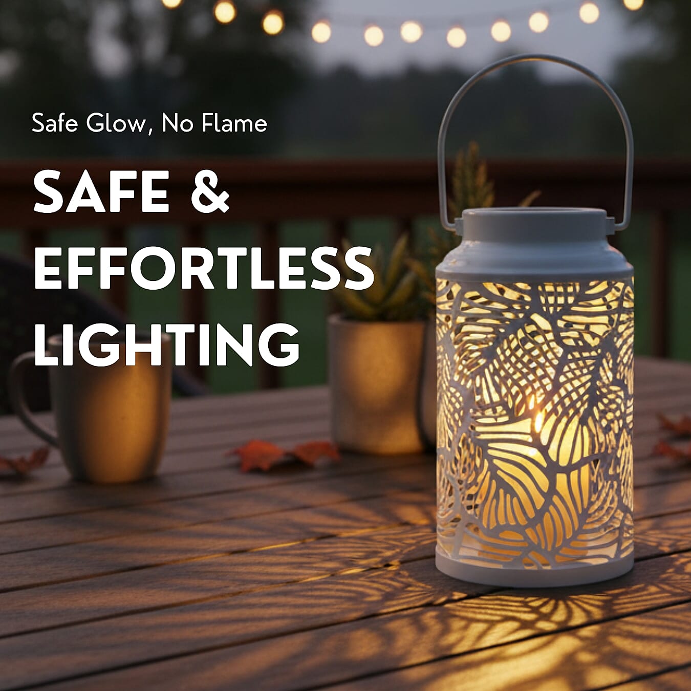 LED Lantern with a Sturdy Ring For Hanging - White