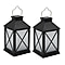 Set of 2 Solar Light Lantern with Cross Design - Black