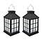 Set of 2 Solar Light Lantern with Cross Design - Black