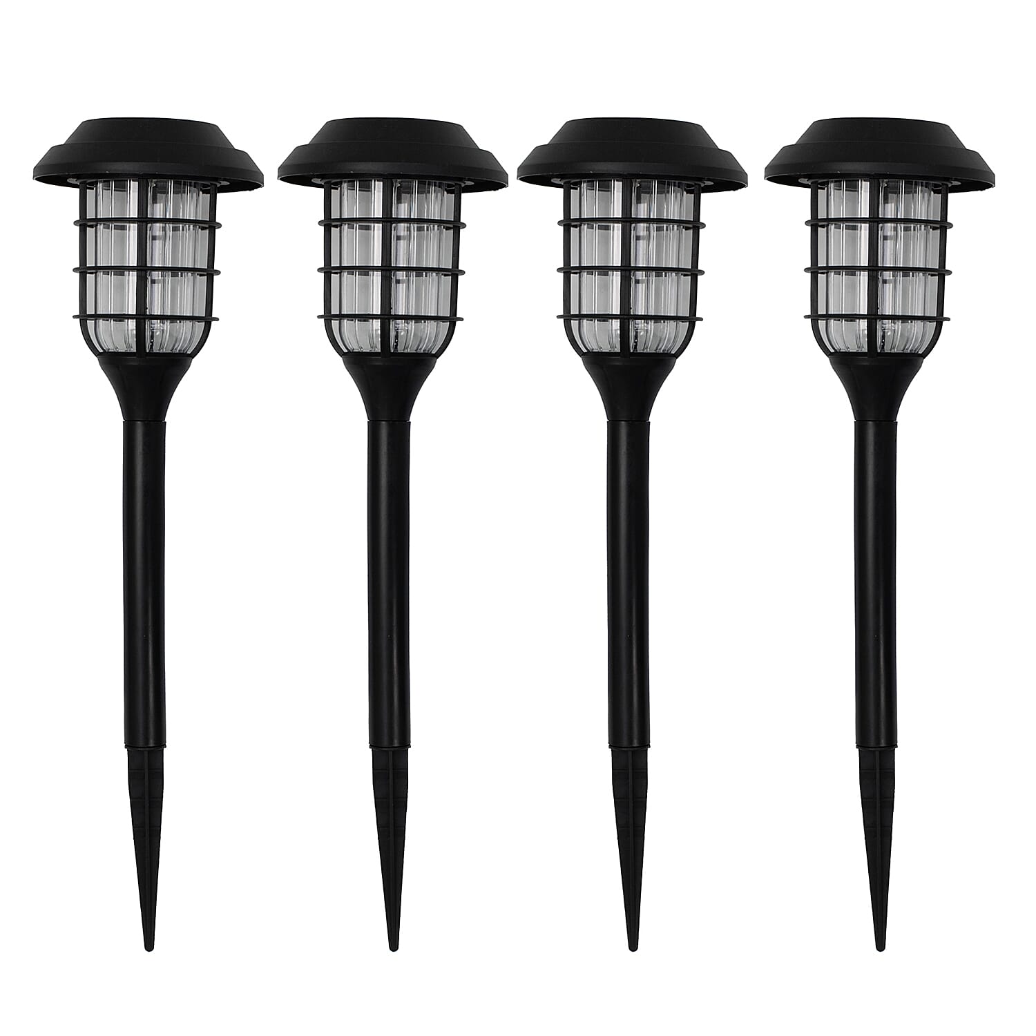 Set of 4 Solar Stake Light Outdoor Garden Pathway Lamp Shade - Black