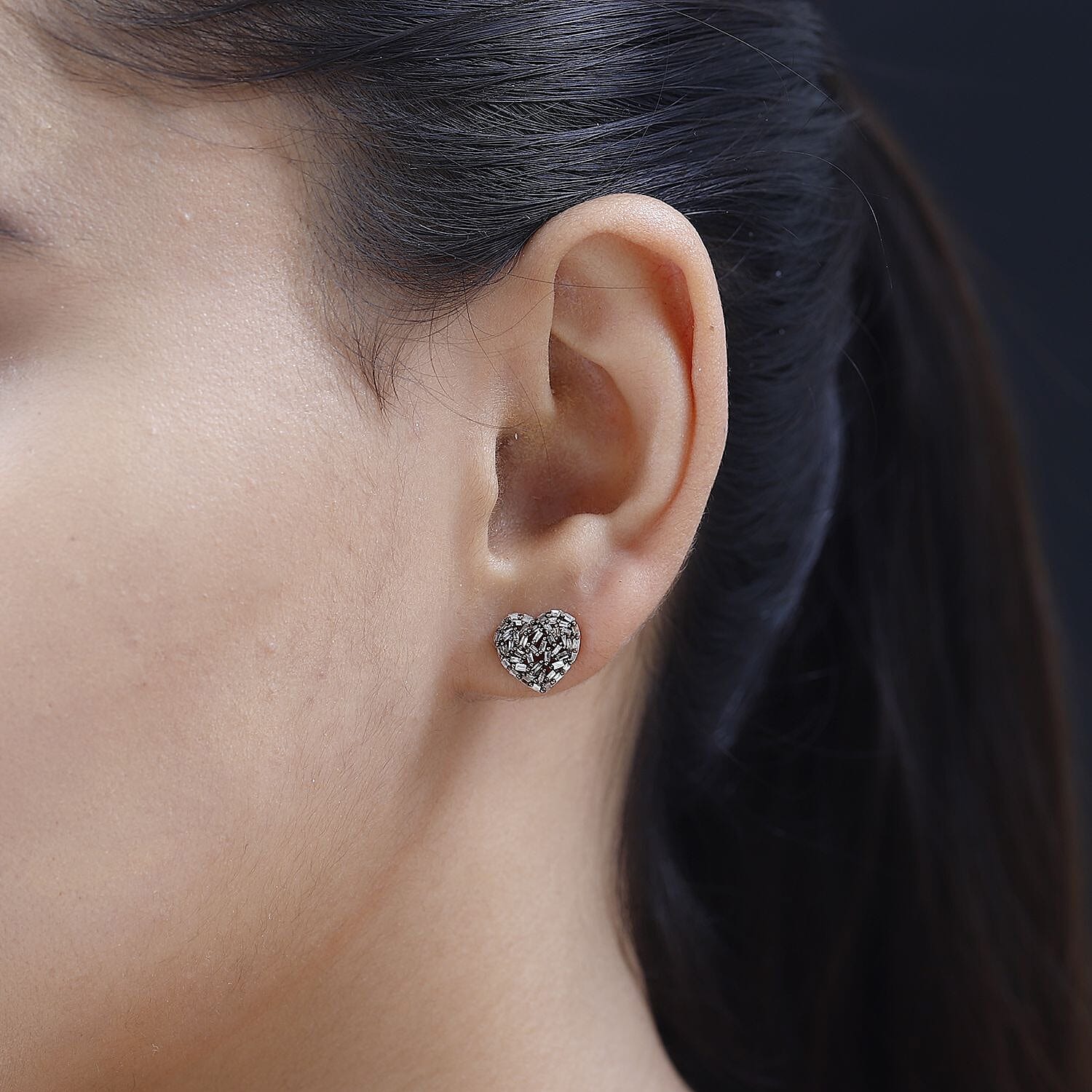 GP Amore Collection - Champagne Diamond Heart Earrings in 18K Rose Gold Vermeil Plated 0.55 Ct.