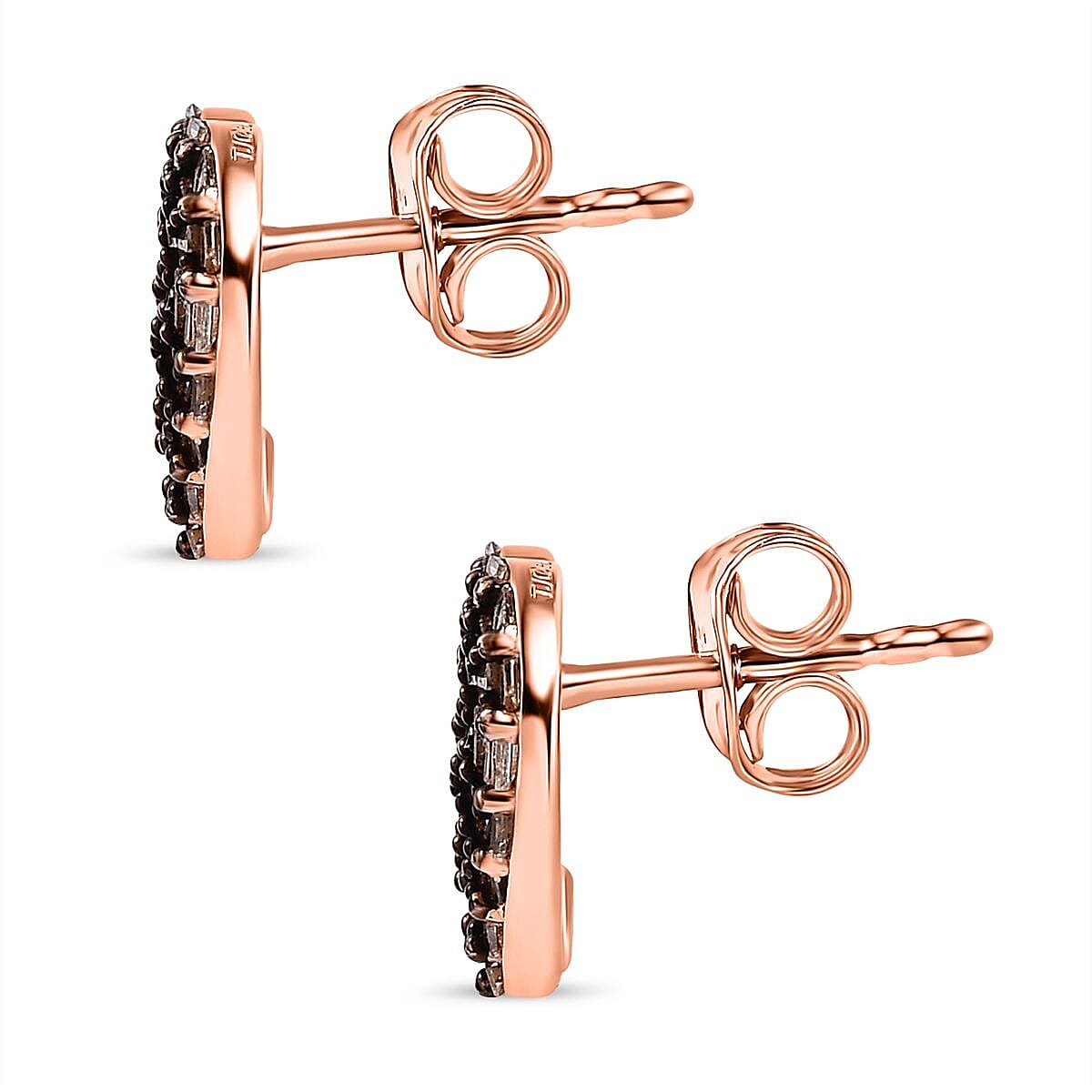 GP Amore Collection - Champagne Diamond Heart Earrings in 18K Rose Gold Vermeil Plated 0.55 Ct.
